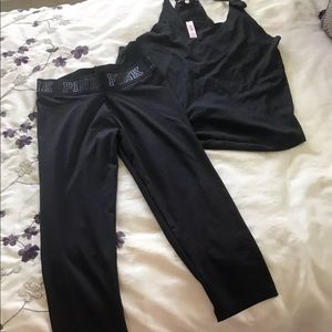 Pink Victoria secret tank top and leggings NWT